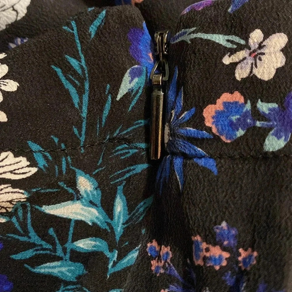 Rebecca Taylor Alice Floral A Line Summer Dress Black Multicolor Size 10 Silk - Picture 6 of 11